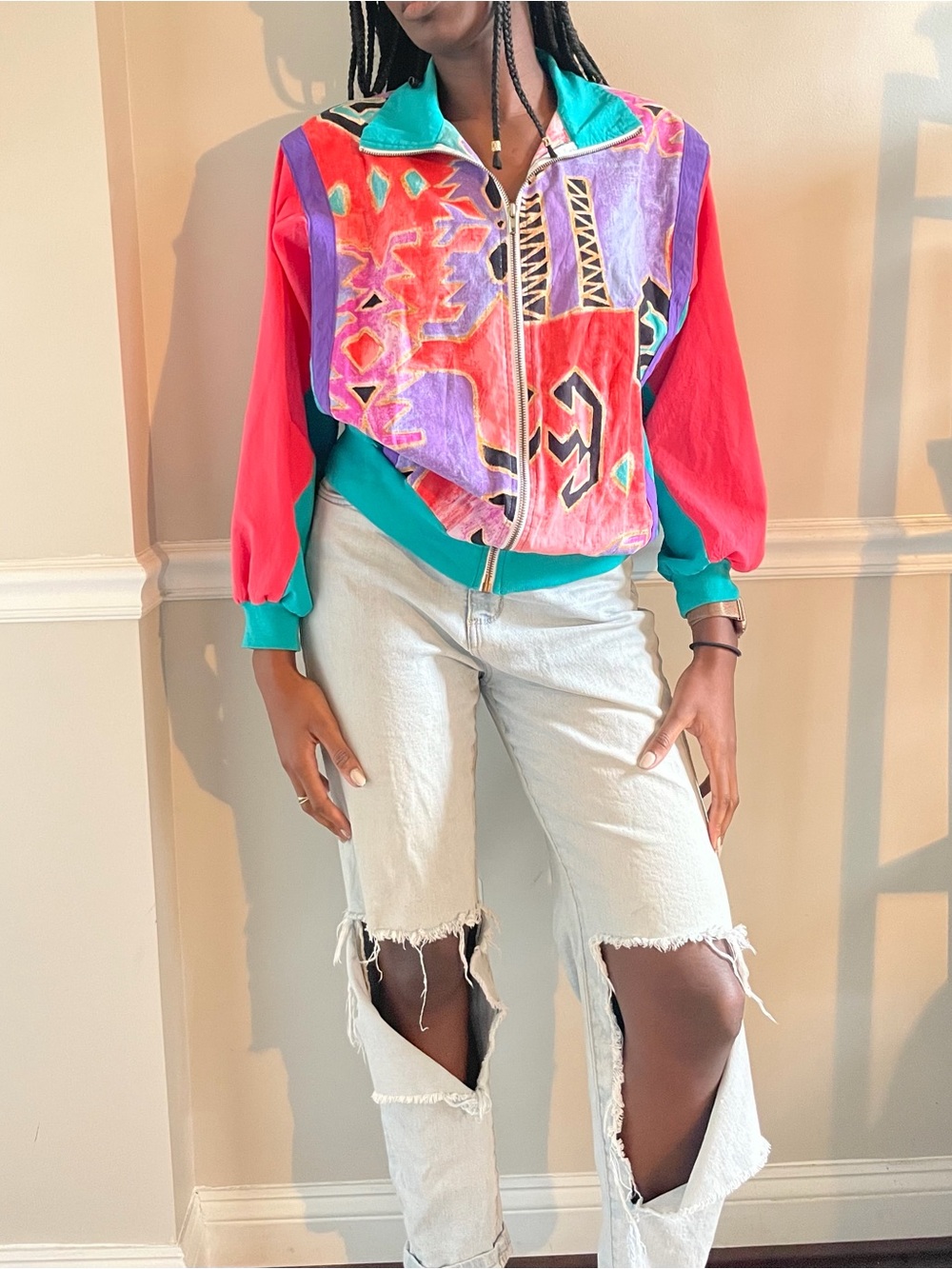 Vibrant Multicolor Women's Zip-Front Jacket